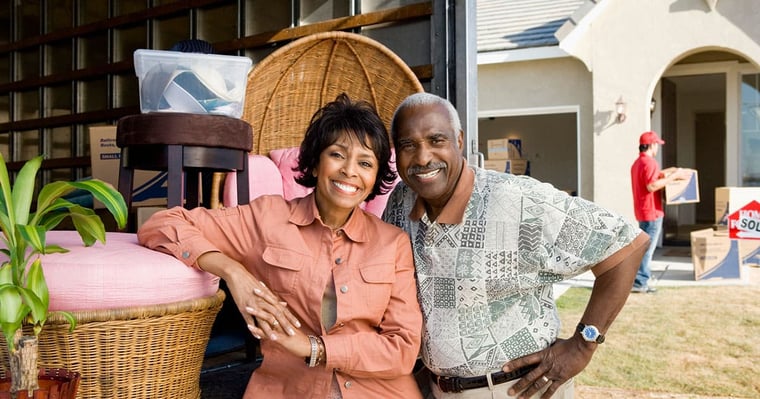 Photo of a senior couple for the article: Tips for Downsizing Your Home 