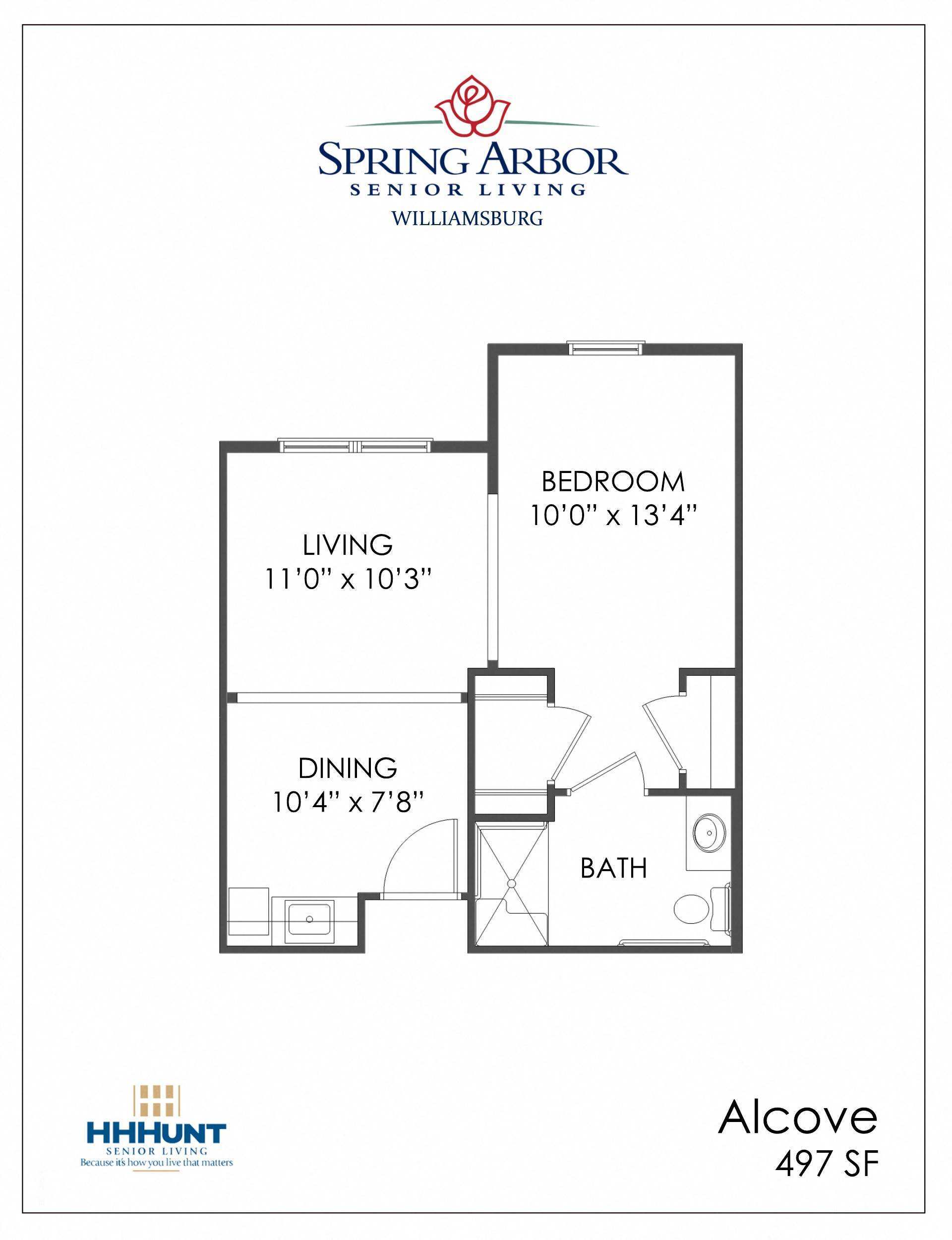 One Bedroom Alcove Williamsburg Floor Plan