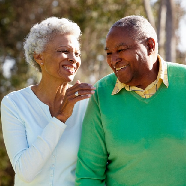 Couple exercising outside. 