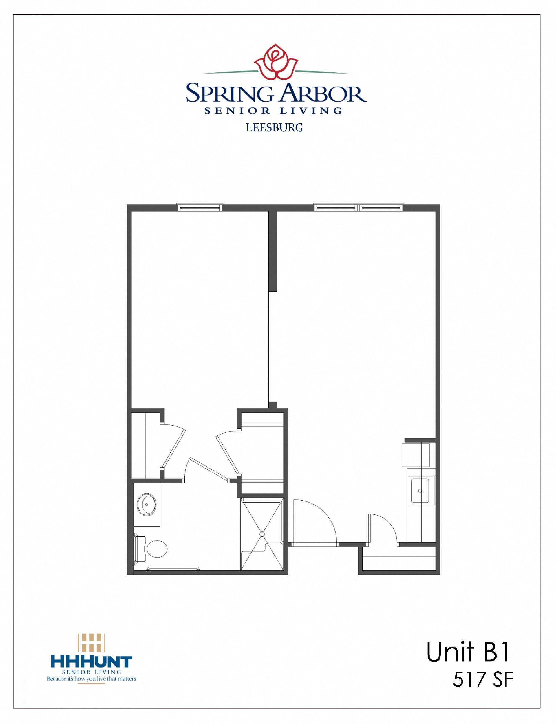 One Bedroom Alcove Leesburg Floor Plan